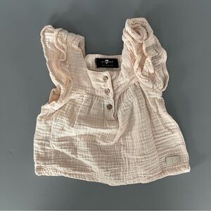 7 For All Mankind Infant Textured Babydoll Ruffle Cotton Summer Tank Top 9-12M